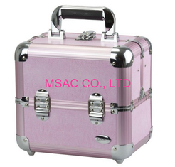 Portable Aluminium Beauty Case Light Weight 4MM MDF With Purple Leather Panel